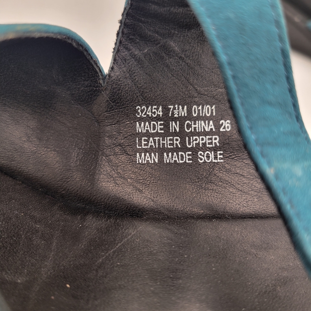 Vintage 2001 Womans Clarks Teal Slides Leather Upper (Suede) 32454 Size 7.5 - Picture 5 of 8